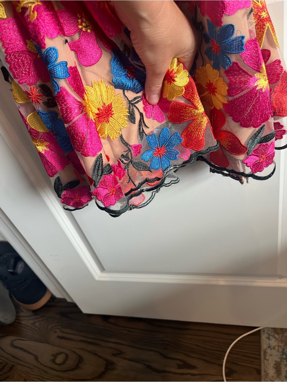 Milly Size 6 - Floral Embroidered Halter Midi Dress - Pink Multicolor - Picture 10 of 11